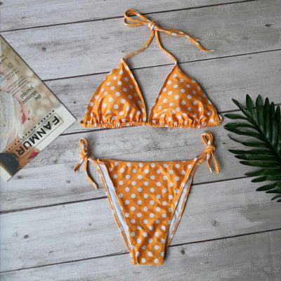 Orange Polka Dot Bikini Free Shipping Sunwise Swimwear