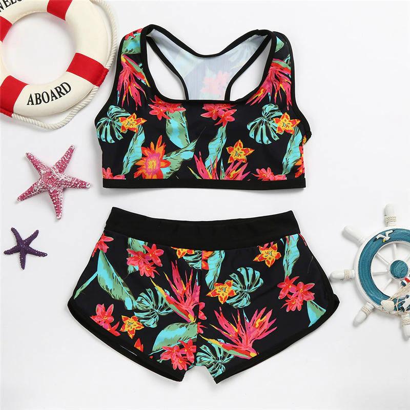 Floral Sports Bra Bikini Top & Shorts (Free Shipping) – Sunwise Swimwear