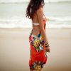 Orange Bohemian Beach Dress Summer Cover Up